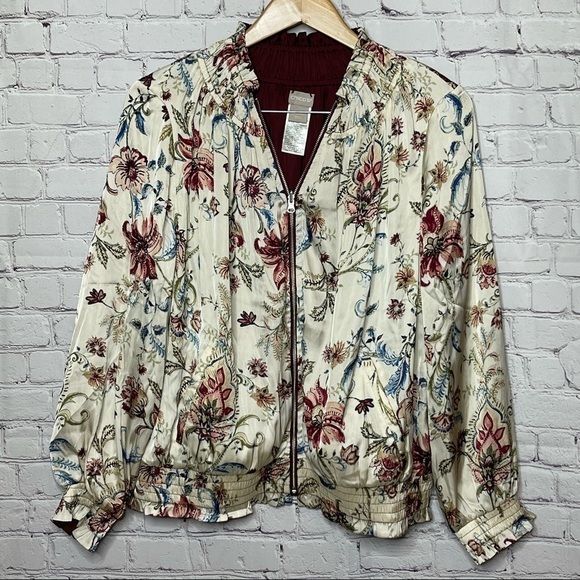 Chico’s Floral Reversible Jacket size 1 Small - Picture 1 of 14